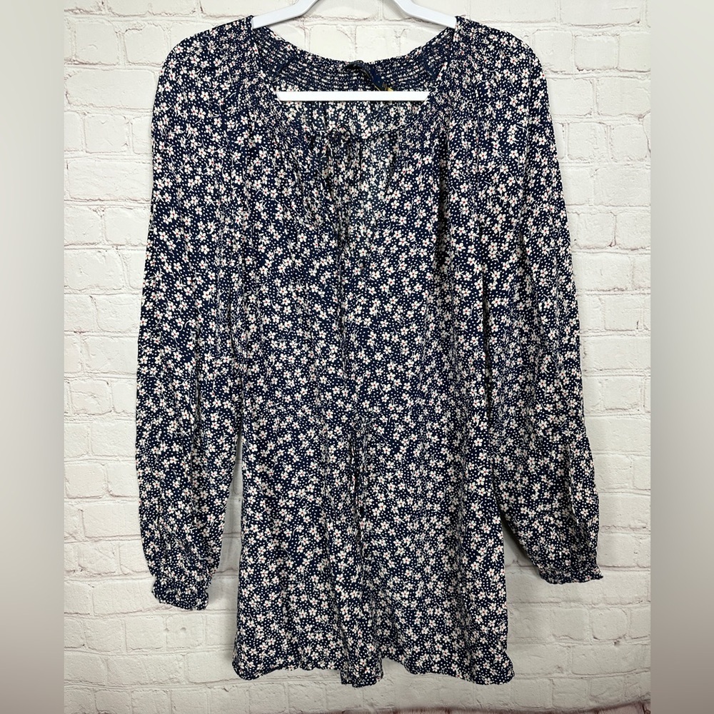 Polo Ralph Lauren Navy ditsy floral long sleeve‎ shorts jumpsuit one piece, sz 4